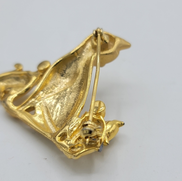 Cat Kitten Trembler Brooch Playful Animal Jewelry Mother & Children Pin Vintage - Picture 7 of 12